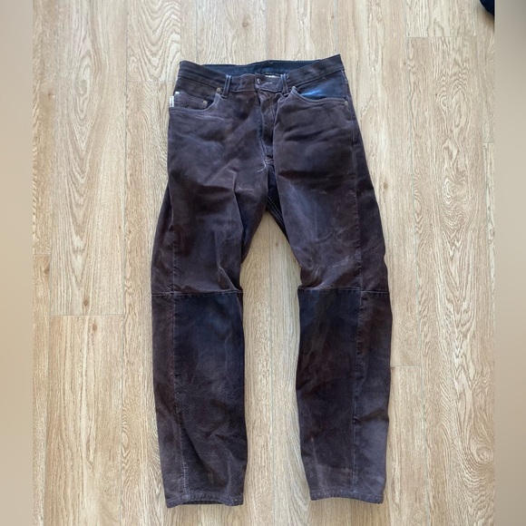 Mens vintage brown leather pants size M - Picture 5 of 5